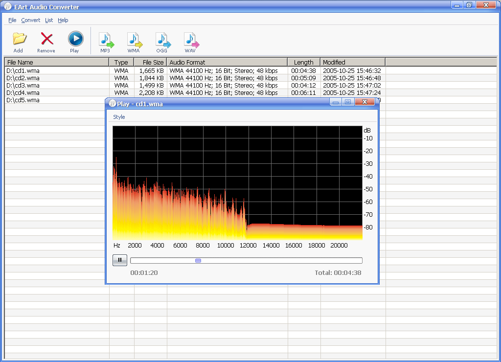 Click to view EArt Audio Converter 1.71 screenshot